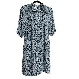 Rebecca Taylor Silk Floral Dress Lined Pockets Navy Lilac Size 8